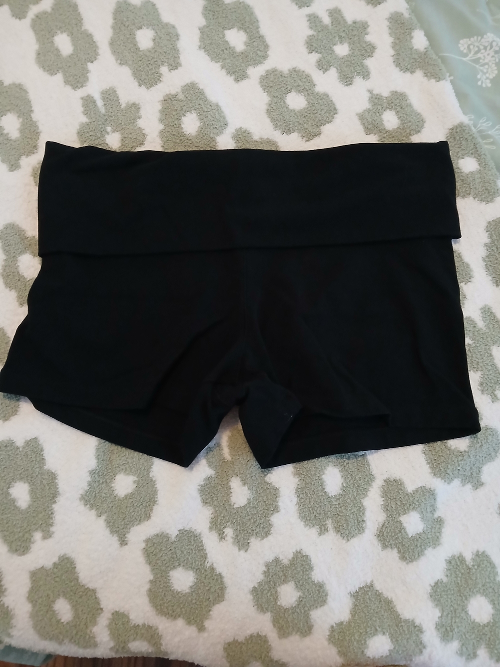 PINK Victoria's Secret Black Fold-Over Bike Shorts